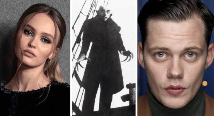 Lily-Rose Depp e Bill Skarsgård em Nosferatu