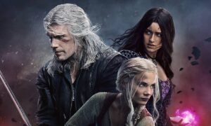 Henry Cavill, Anya Chalotra e Freya Allan em The Witcher