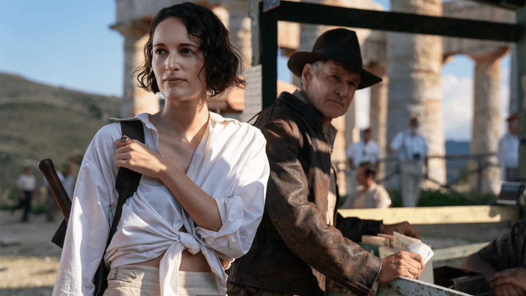 Harrison Ford e Phoebe Waller-Bridge em cena de Indiana Jones e a Relíquia do Destino (2023).