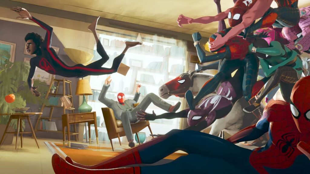 Cena de Homem-Aranha: Através do Aranhaverso (2023).
