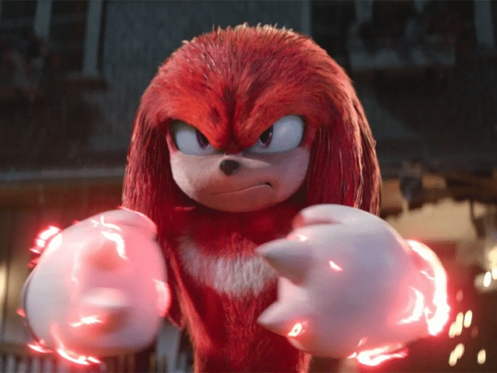 Knuckles em cena de Sonic 2 (2022).
