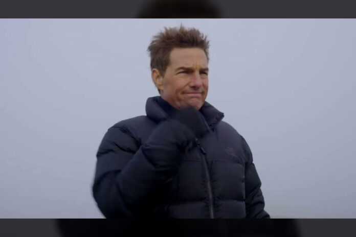 Ator Tom Cruise em nas gravações de Missão Impossível 7