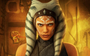 Rosario Dawson como Ahsoka na série de mesmo nome.