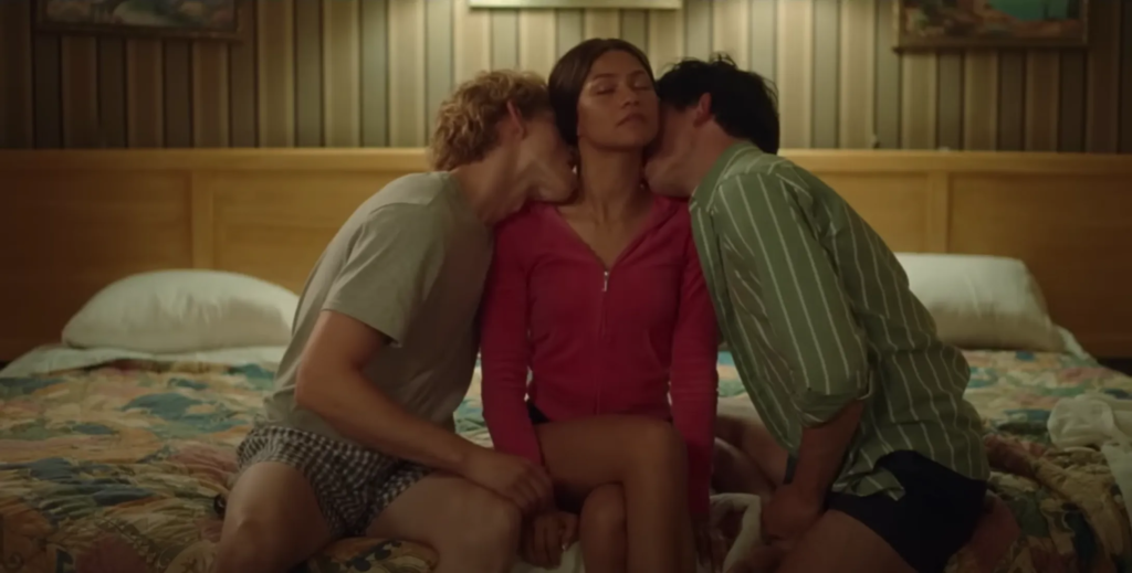 Zendaya, Josh O'Connor e Mike Faist em cena do trailer de Rivais (2023).