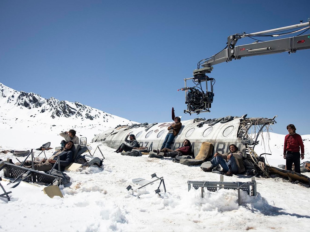 Imagens das filmagens de A Sociedade da Neve (2023).
