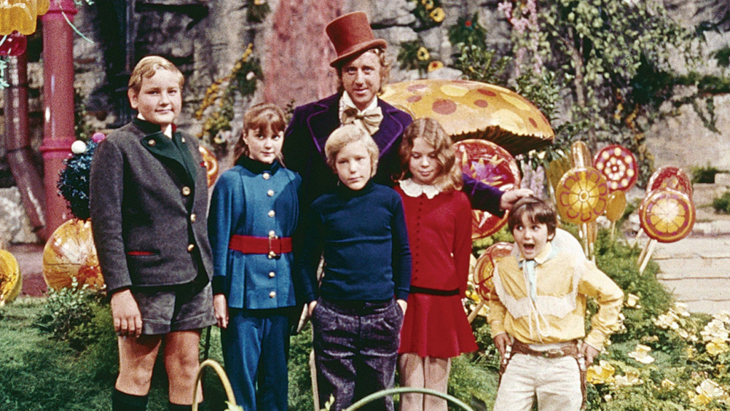As crianças em A Fantástica Fábrica de Chocolate (1971).