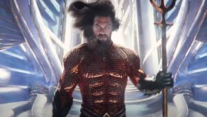 Jason Momoa como Aquaman em cena do trailer de Aquaman 2 (2023). Imagem Warner Bros. Pictures.