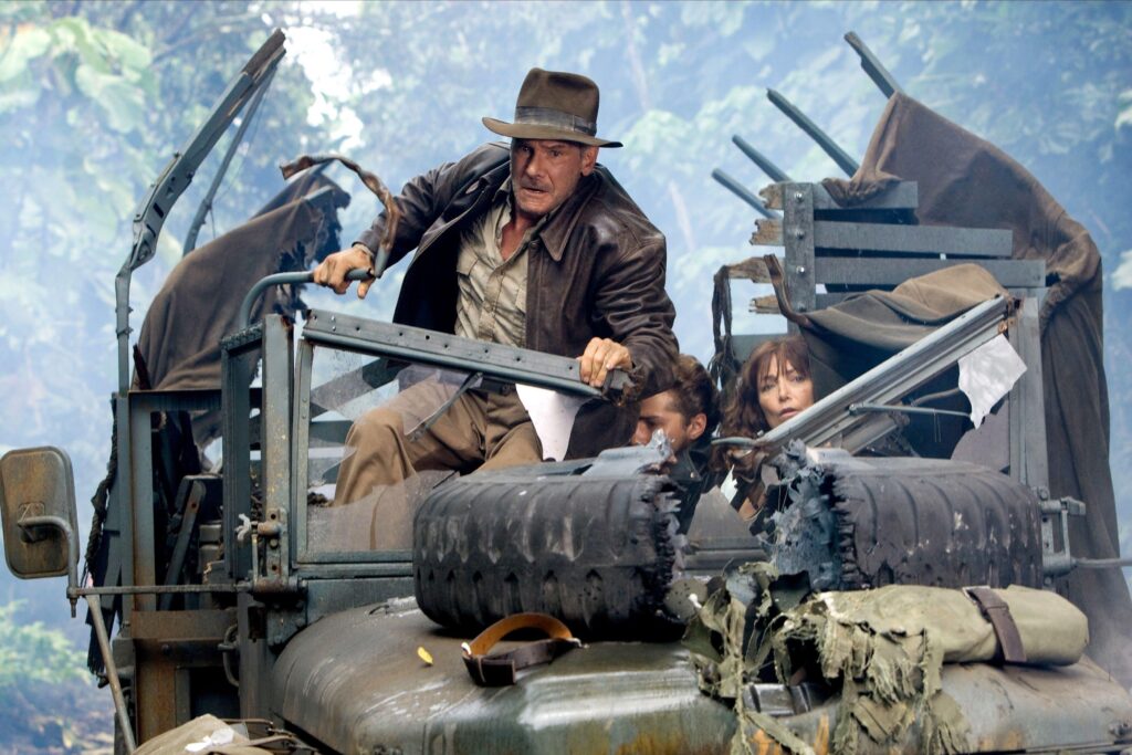 Cena de Indiana Jones e o Reino da Caveira de Cristal. Cortesia Paramount Pictures.