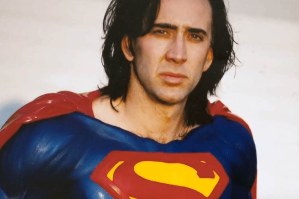 Nicolas Cage como Superman em imagem dos anos 1990.