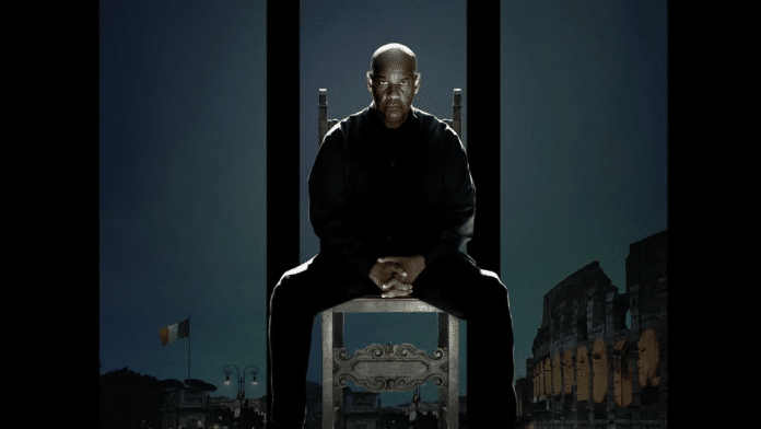 Denzel Washington em pôster de O Protetor: Capítulo Final. Imagem: Sony Pictures Releasing.