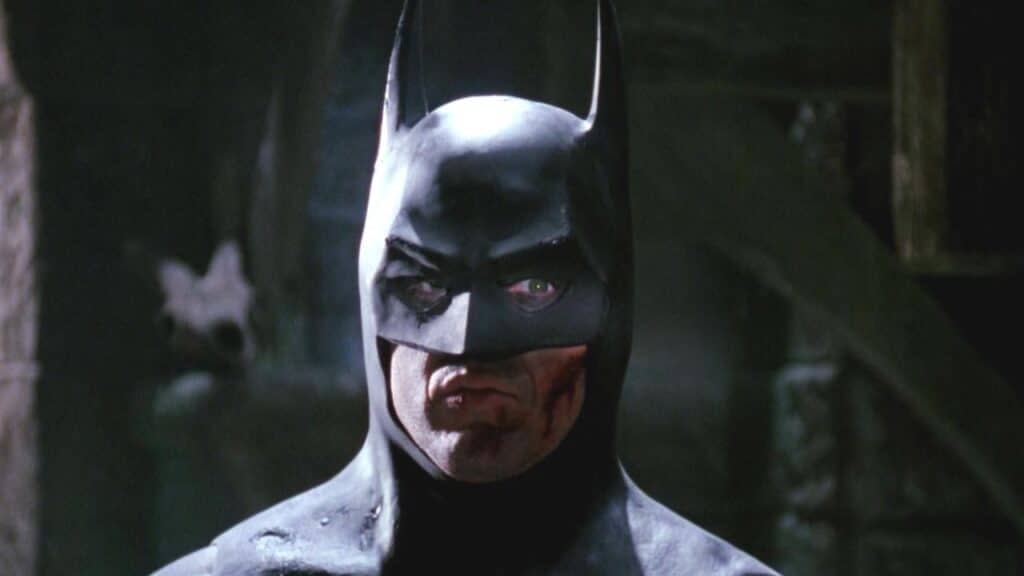 Michael Keaton em Batman (1989). Distribuição: Warner Bros. Pictures.