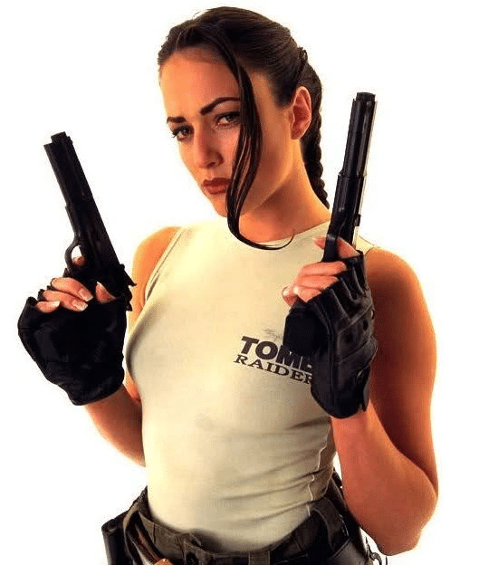 Natalie Cook a primeira modelo promocional de Lara Croft e 1996