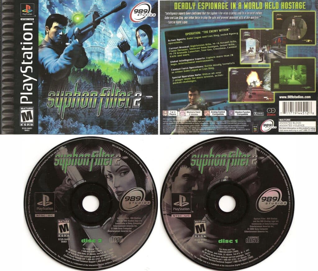 Syphon Filter 2 (2000) lançamento em disco duplo - Playstation