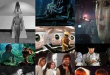 Montagem com os 10 filmes da lista de melhores ficções científicas do American Film Institute.