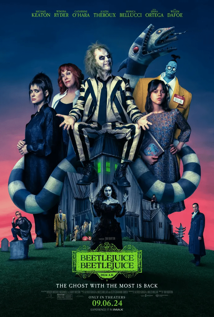 Pôster de Os Fantasmas Ainda se Divertem – Beetlejuice Beetlejuice. Distribuição: Warner Bros. Pictures.