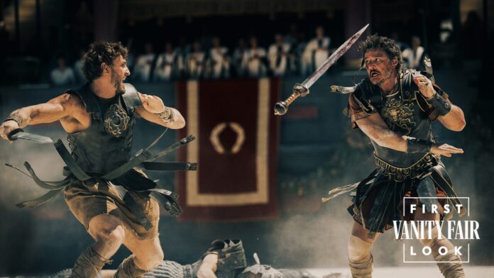 Paul Mescal e Pedro Pascal em Gladiador 2