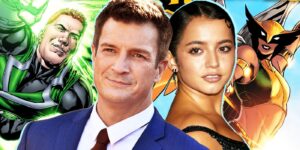 Nathan Fillion como Lanterna Verde e Isabela Merced como Mulher-Gavião em Superman