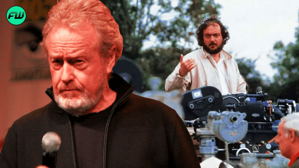 Ridley Scott (na frente, de preto) e Stanley Kubrick (ao fundo). 