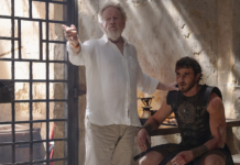 Ridley Scott e Paul Mescal em bastidores de Gladiador II