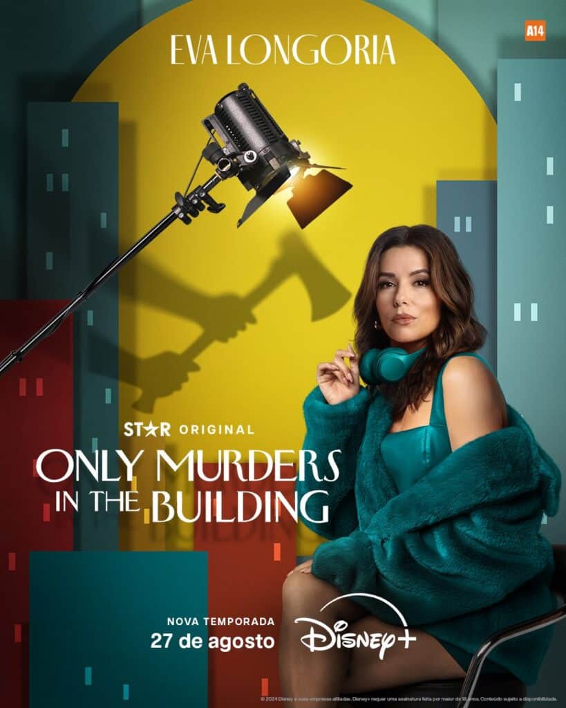 Eva Longoria em cartaz de Only Murders In The Building