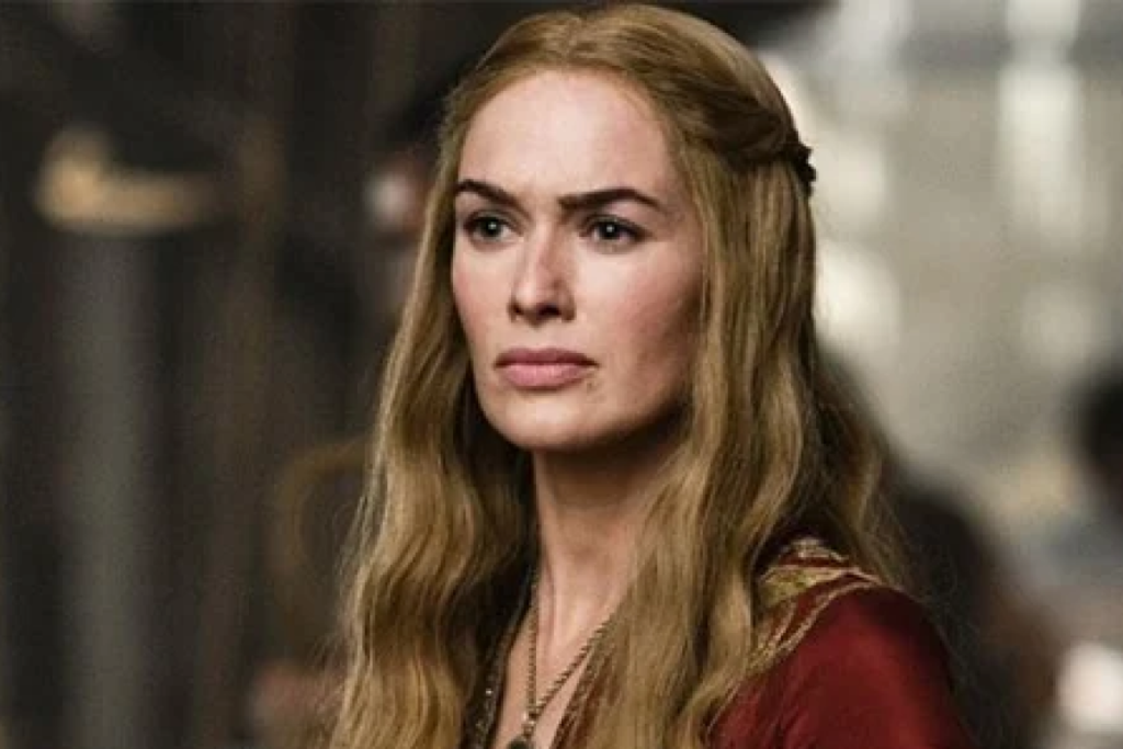 Imagem de Cersei Lannister, personagem de Game of Thrones, odiada por suas ações maquiavélicas na série.