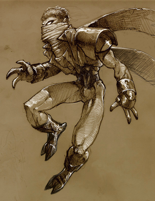 Sketch conceitual de Raziel - Crystal Dynamics