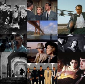 Montagem com os 10 melhores filmes de mistério da história segundo o American Film Institute.