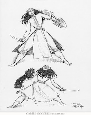 Concept art original de Carter Goodrich para Sinbad: A Lenda dos Sete Mares (DreamWorks, 2003).