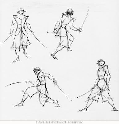 Concept art original de Carter Goodrich para Sinbad: A Lenda dos Sete Mares (DreamWorks, 2003).