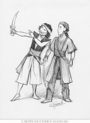 Concept art original de Carter Goodrich para Sinbad: A Lenda dos Sete Mares (DreamWorks, 2003).