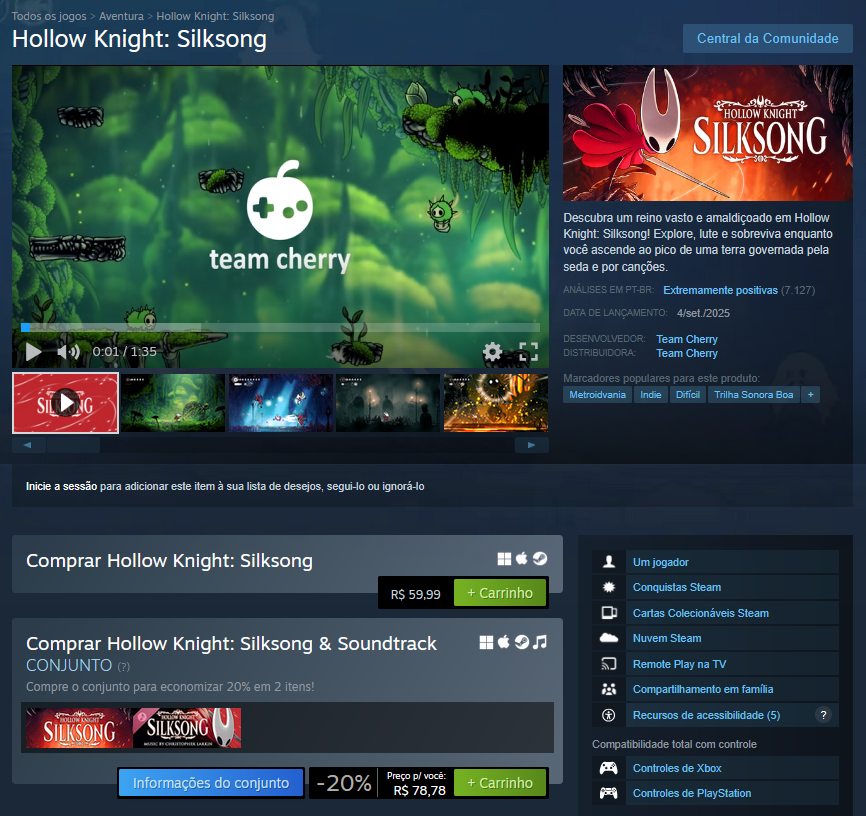Silksong na Steam