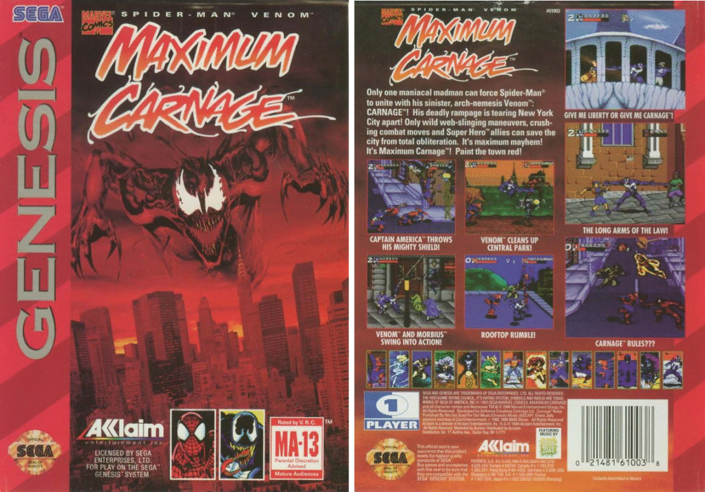 Spider-Man and Venom Maximum Carnage (1994) - Top 10 melhores jogos do Homem-Aranha