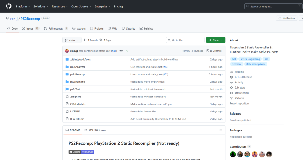 PS2Recomp no Github