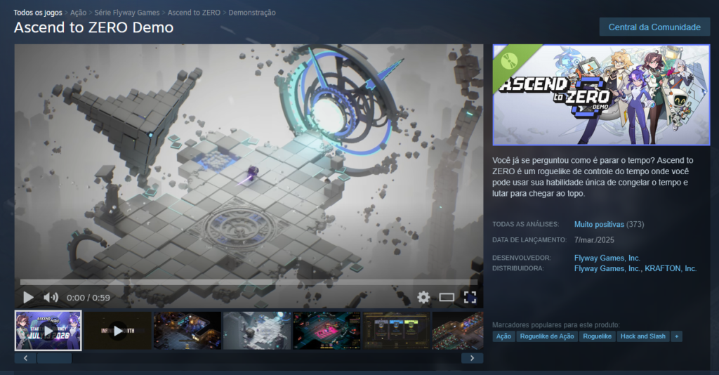 Ascend to ZERO tem demo disponivel na Steam