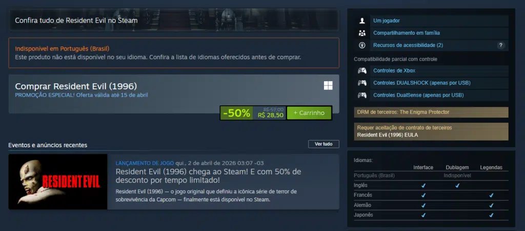 Trilogia Clássica de Resident Evil tem DRM na Steam