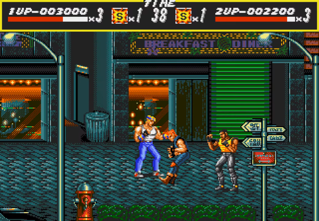 Miltiplayer local - Streets of Rage (1991) versão para mega drive