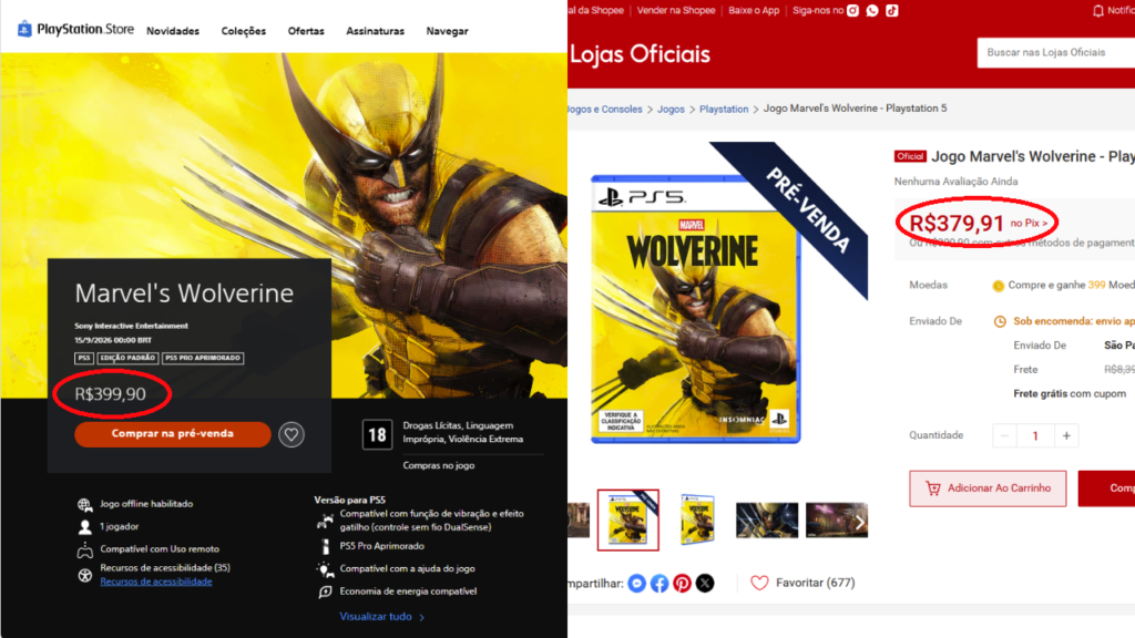 Marvel's Wolverine - Comparação de preços PSN Store vs Market Places