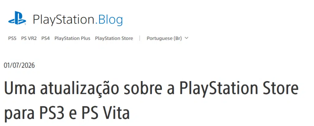 Anuncio oficial do Playstation Blog