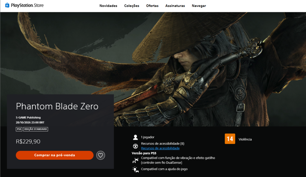 A pré-venda de Phantom Blade Zero começou por R$ 229,90 no PS5 e PC