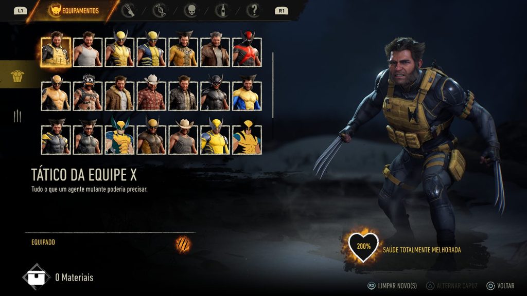 Todos os trages de Marvel's Wolverine