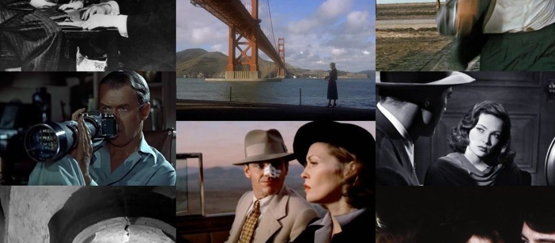 Montagem com os 10 melhores filmes de mistério da história segundo o American Film Institute.