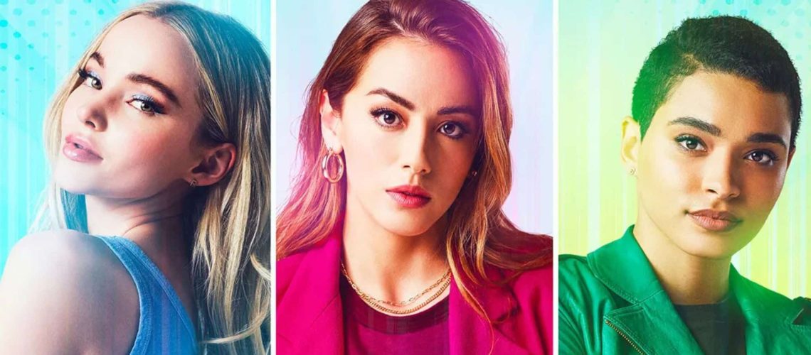 Dove Cameron, Chloe Bennet e Yana Perrault em foto comercial do live-action de Meninas Superpoderosas